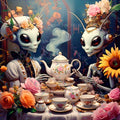 Alien Tea Time Vinyl Sticker 3"x4"