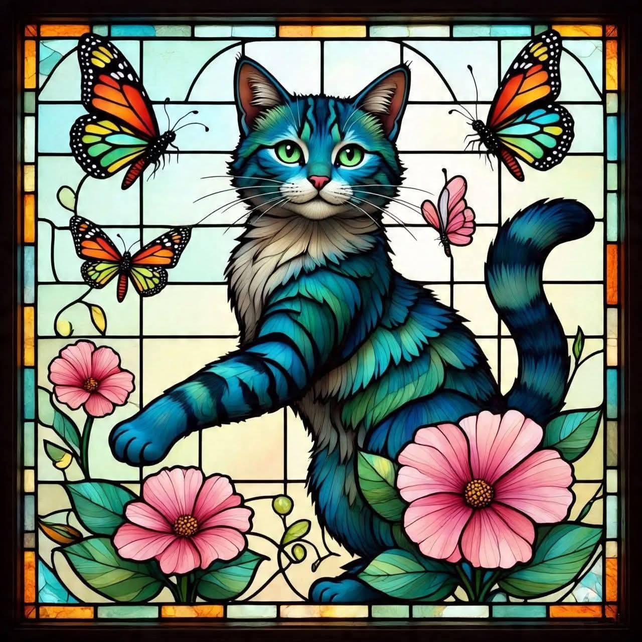 Glass Cat Vinyl Sticker 3"x4"