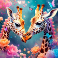 Giraffes and Butterflies Vinyl Sticker 3"x4"