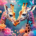 Giraffes and Butterflies Vinyl Sticker 3"x4"
