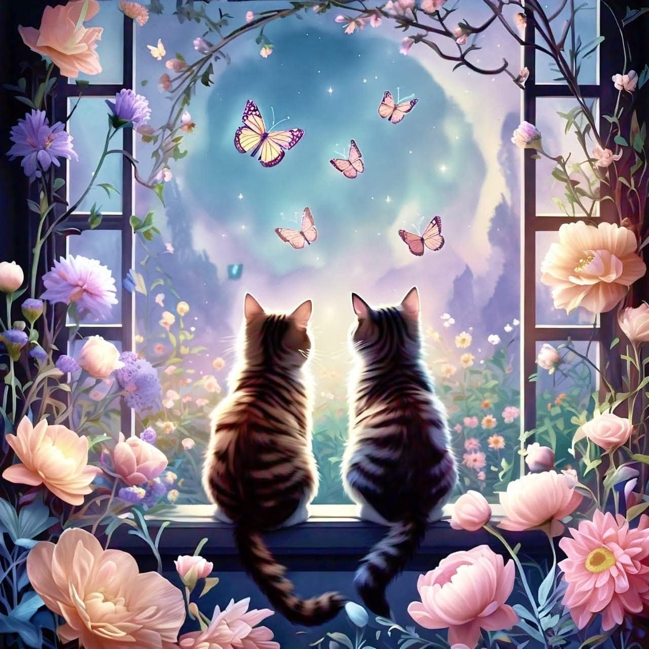 Cat Window Vinyl Sticker 3"x4"