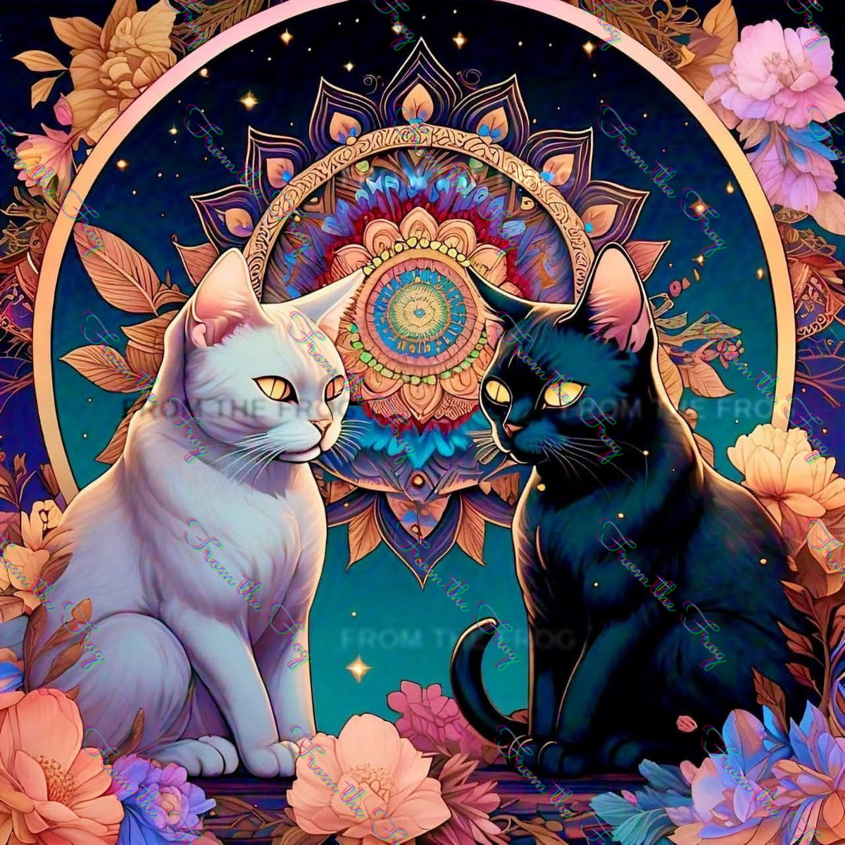 Cat Yin Yang Vinyl Sticker 3"x4"