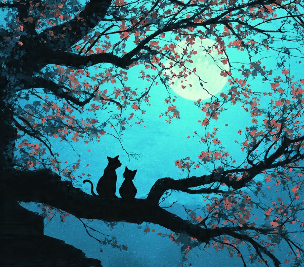 Cats in Tree Vinyl Sticker 3"x4"