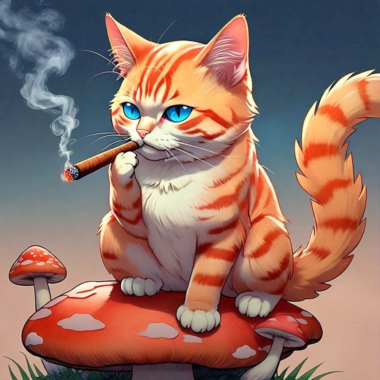 Cigar Cat Vinyl Sticker 3"x4"
