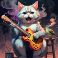 Guitar Cat Vinyl Sticker 3"x4"