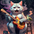 Guitar Cat Vinyl Sticker 3"x4"