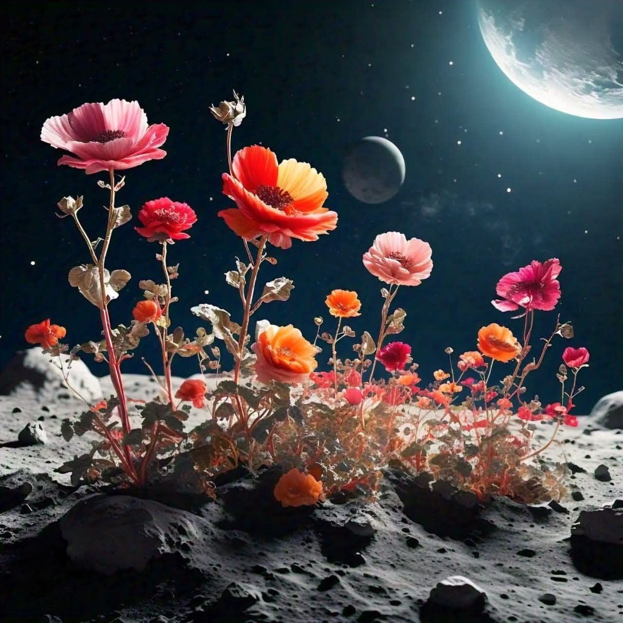 Lunar Flowers Vinyl Sticker 3"x4"