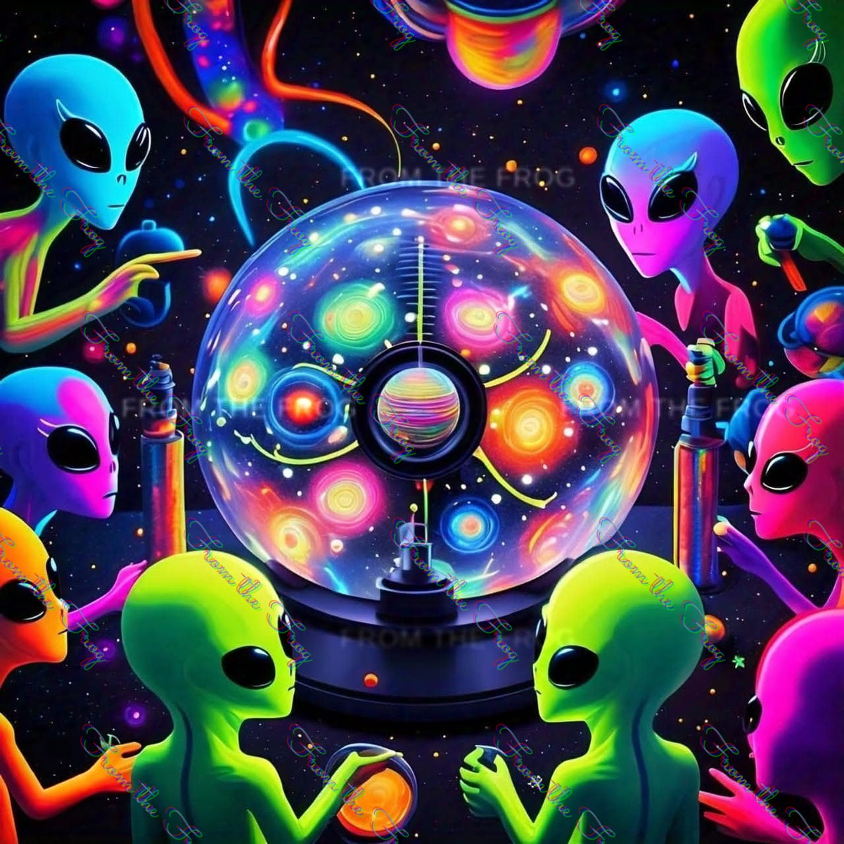Neon Aliens Vinyl Sticker 3"x4"