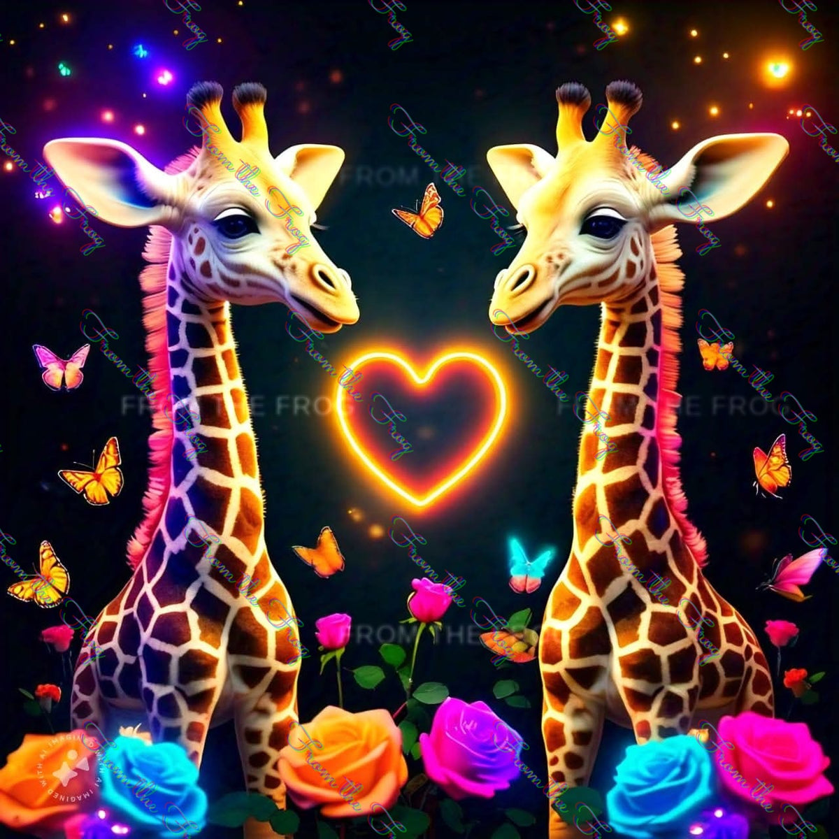 Neon Giraffes Vinyl Sticker 3"x4"