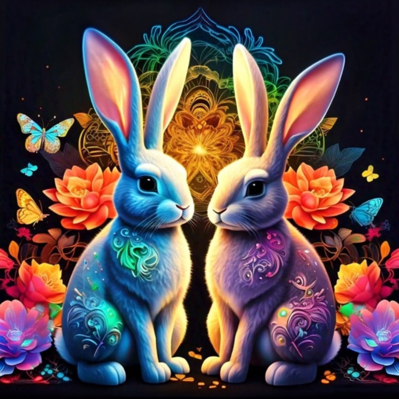 Neon Bunnies Vinyl Sticker 3"x4"