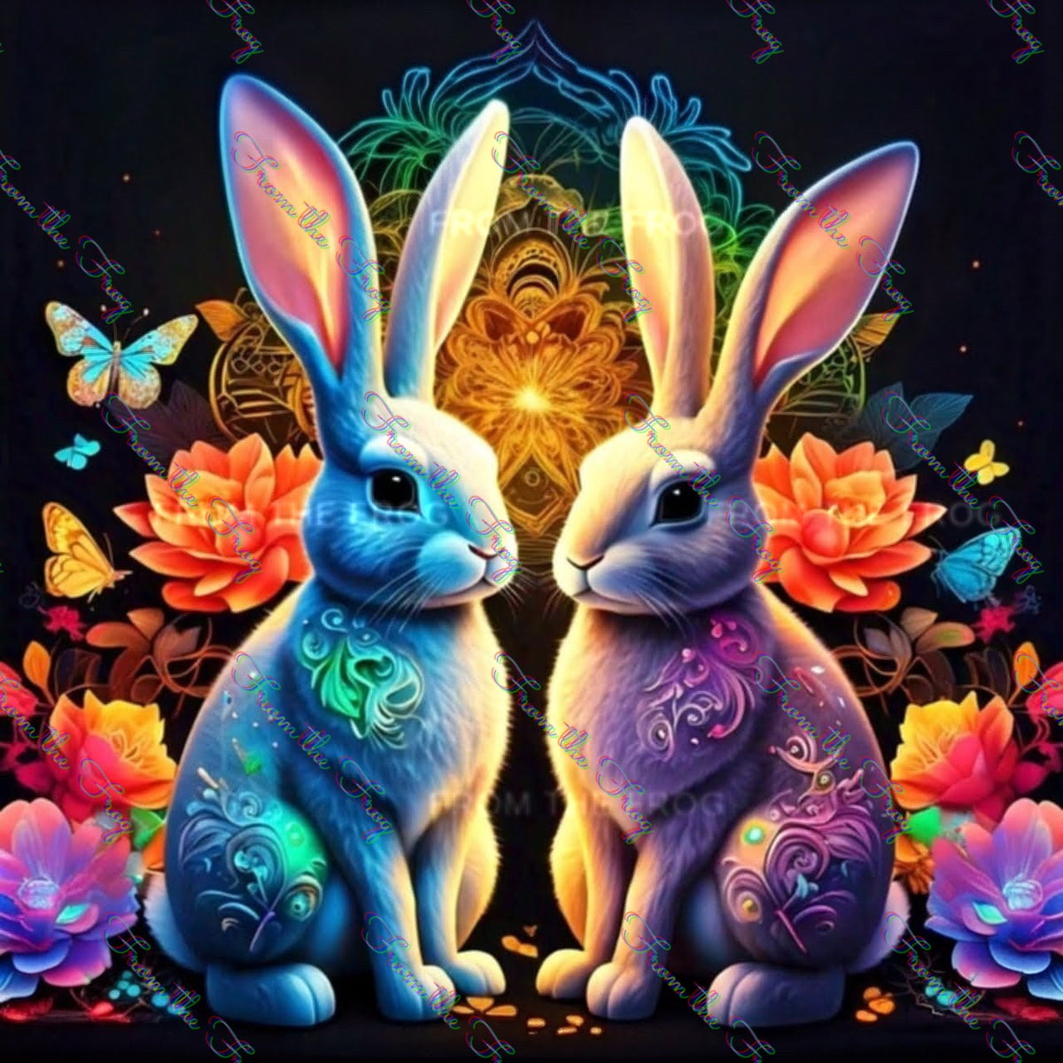 Neon Bunnies Vinyl Sticker 3"x4"