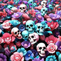 Floral Skulls Vinyl Sticker 3"x4"