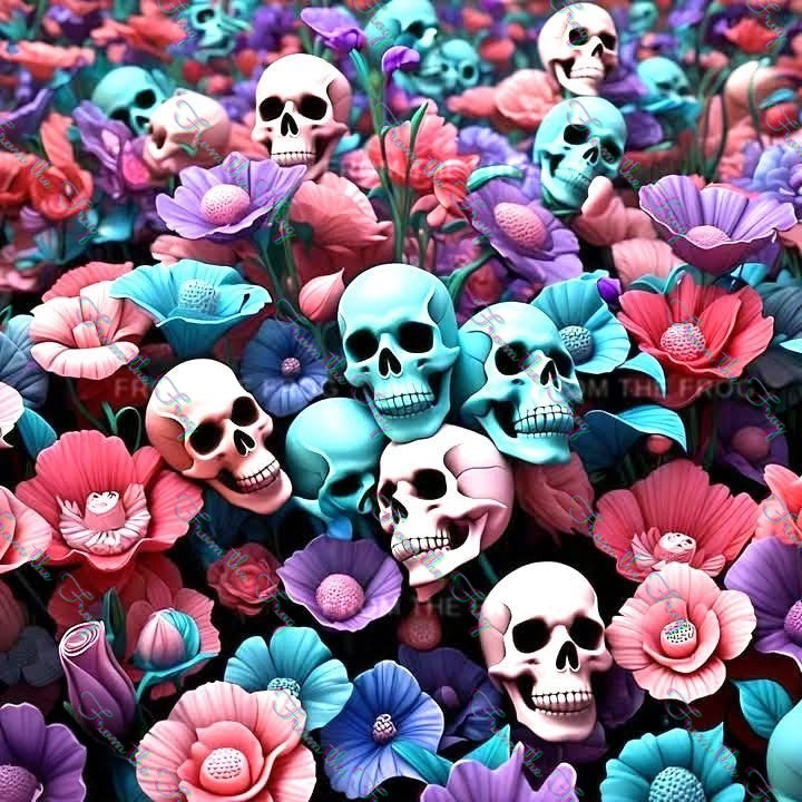 Floral Skulls Vinyl Sticker 3"x4"